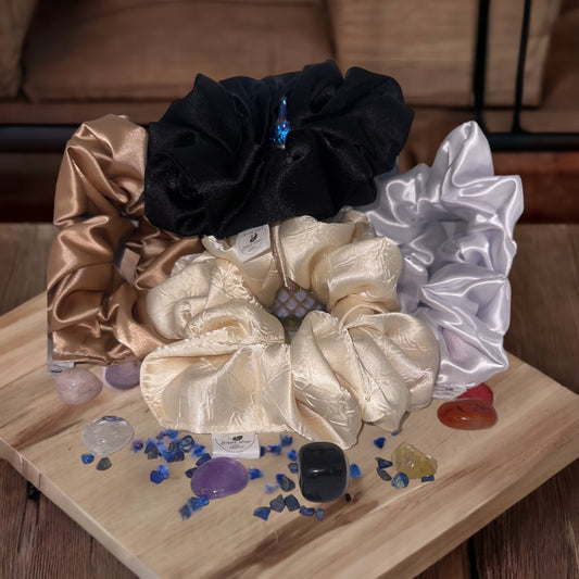 Amethyst Crystal Infused Satin Scrunchie